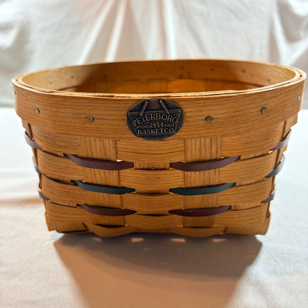 Peterboro Basket Co Hand Woven Ash Wood Storage Basket Rectangular Made in USA
